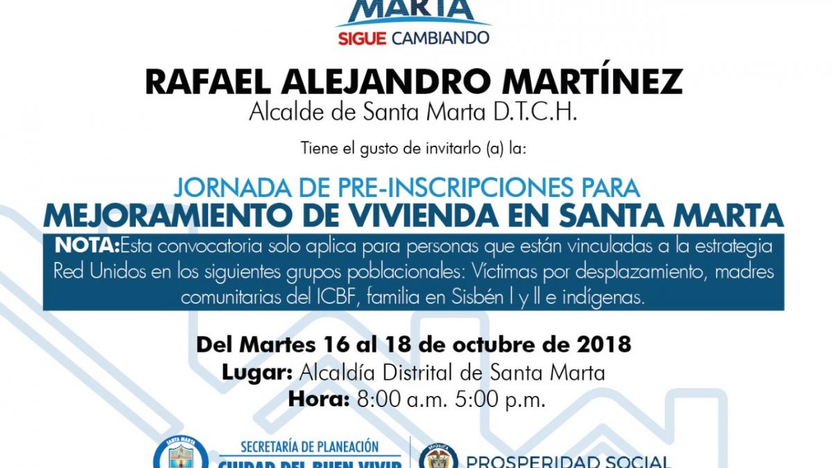 Alcaldía y DPS lideran jornada de pre-inscripción para el mejoramiento de viviendas en Santa Marta Alcaldía y DPS lideran jornada de pre-inscripción para el mejoramiento de viviendas en Santa Marta