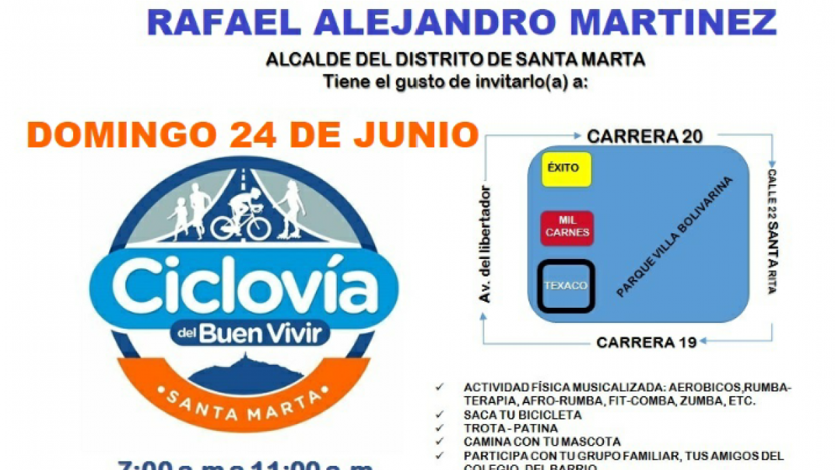 Ciclovía del “Buen Vivir” se vestirá de amarillo Colombia Ciclovía del “Buen Vivir” se vestirá de amarillo Colombia