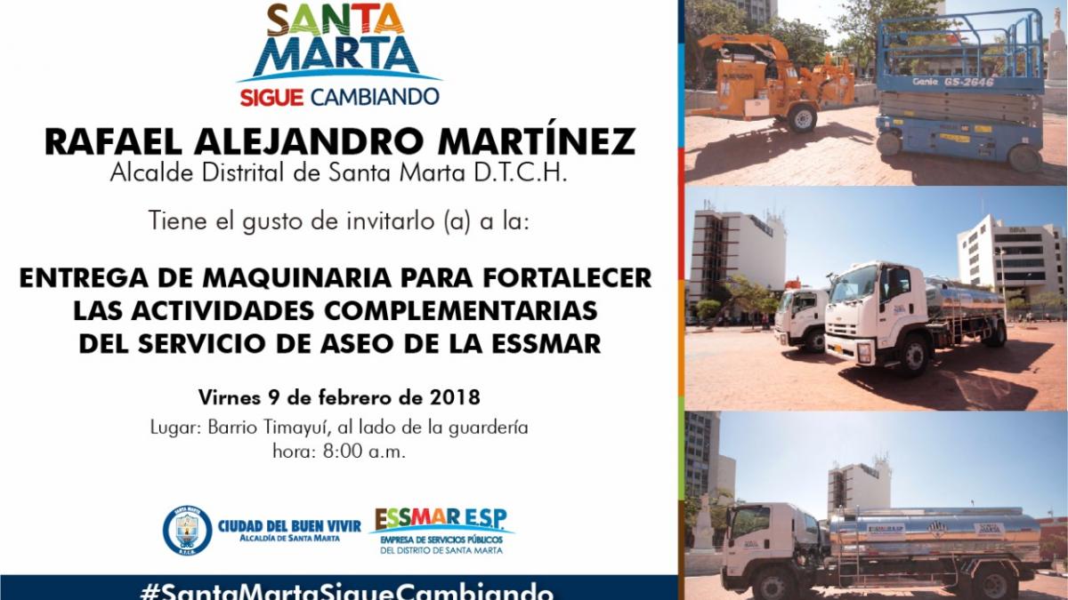 Alcalde Rafael Martínez entregará maquinaria para fortalecer servicio de aseo de la Essmar